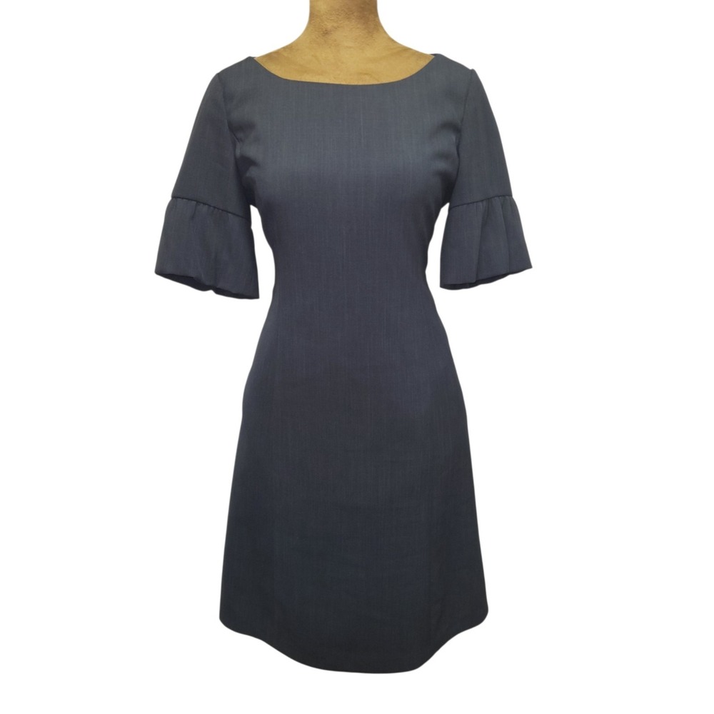 Eunice Career Dress Size 38 US 6 Lined Navy Blue Tie Back Knee Length Women's